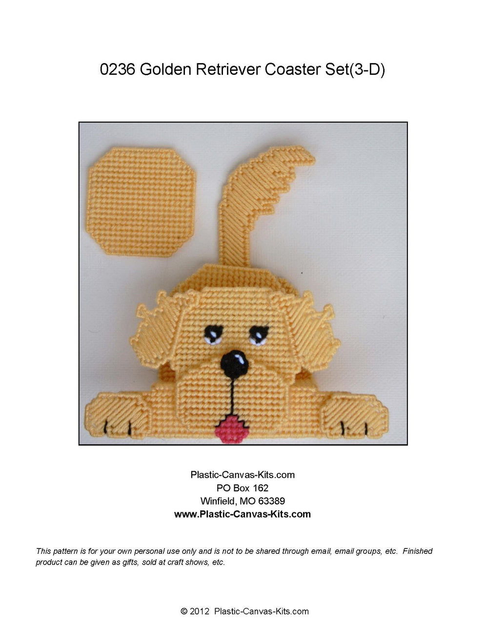 3-D Golden Retriever Coaster Set