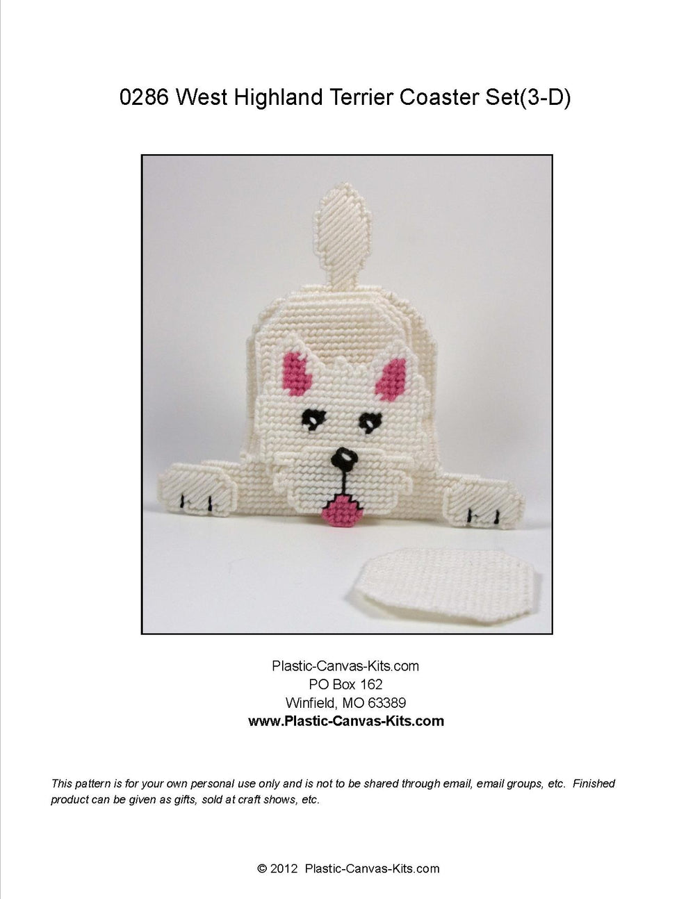 3-D Westie Coaster Set