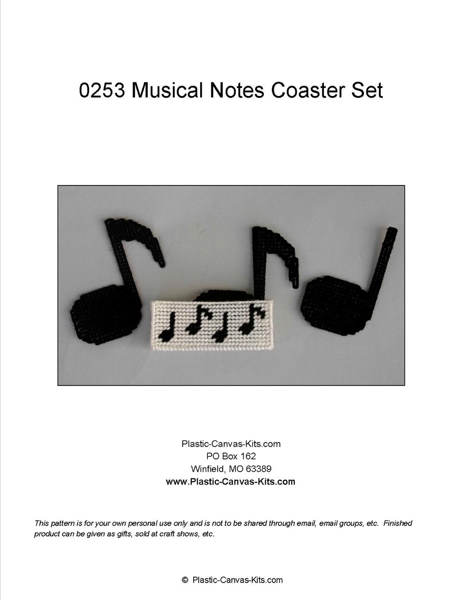 Plastic Canvas-Musical Notes Coaster Set| Plastic-Canvas-Kits.com