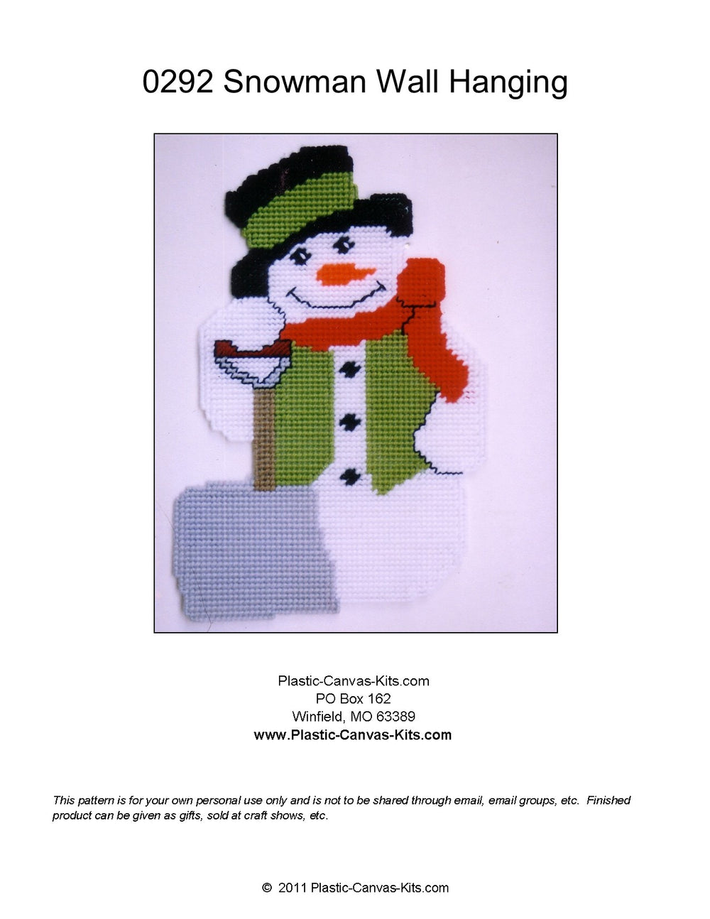Snowman with Shovel  Wall Hanging