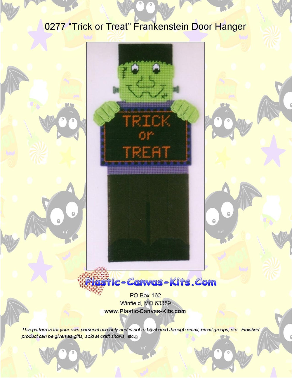 Trick or Treat Frankenstein Door Hanger