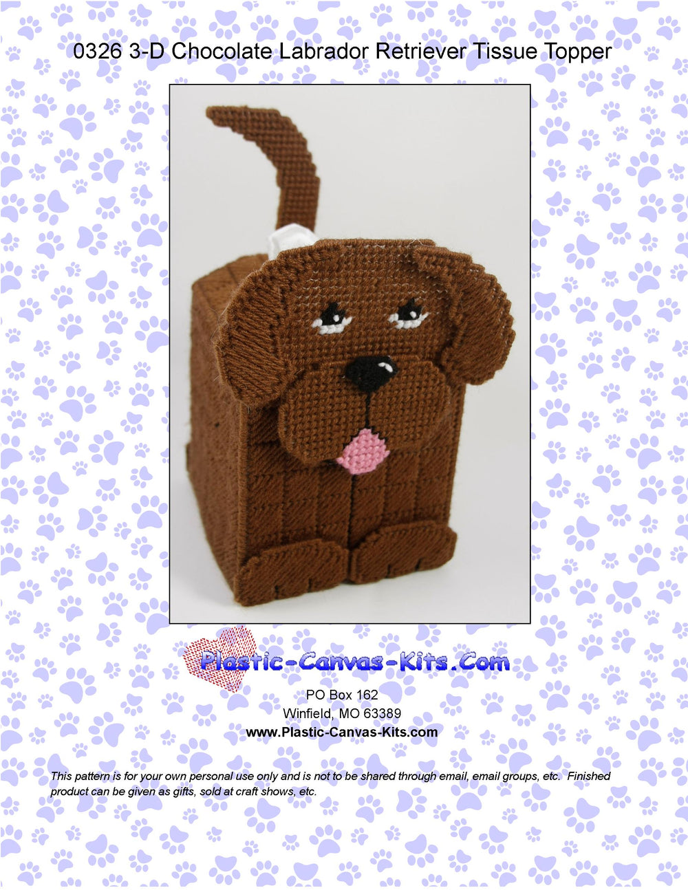 3-D Chocolate Labrador Retriever Tissue Topper