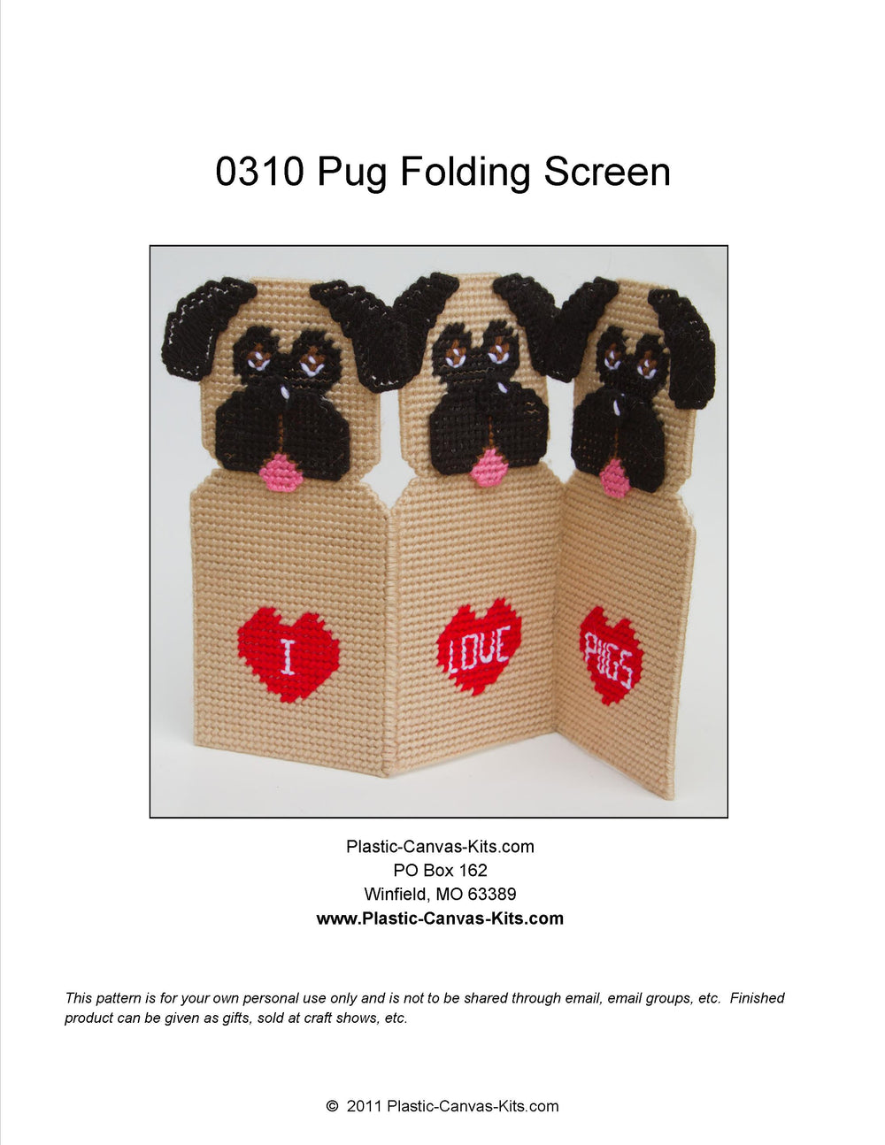 I Love Pugs Folding Screen