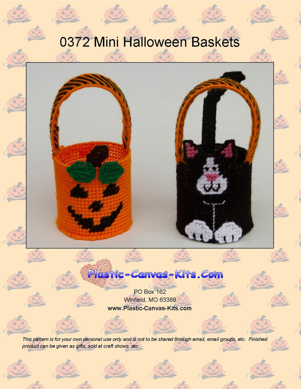 Plastic Canvas-Mini Halloween Baskets