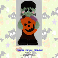 Frankenstein Boy holding Pumpkin
