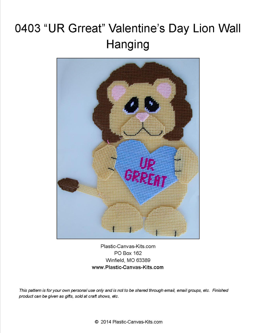 UR Grreat Valentine's Day Lion Wall Hanging