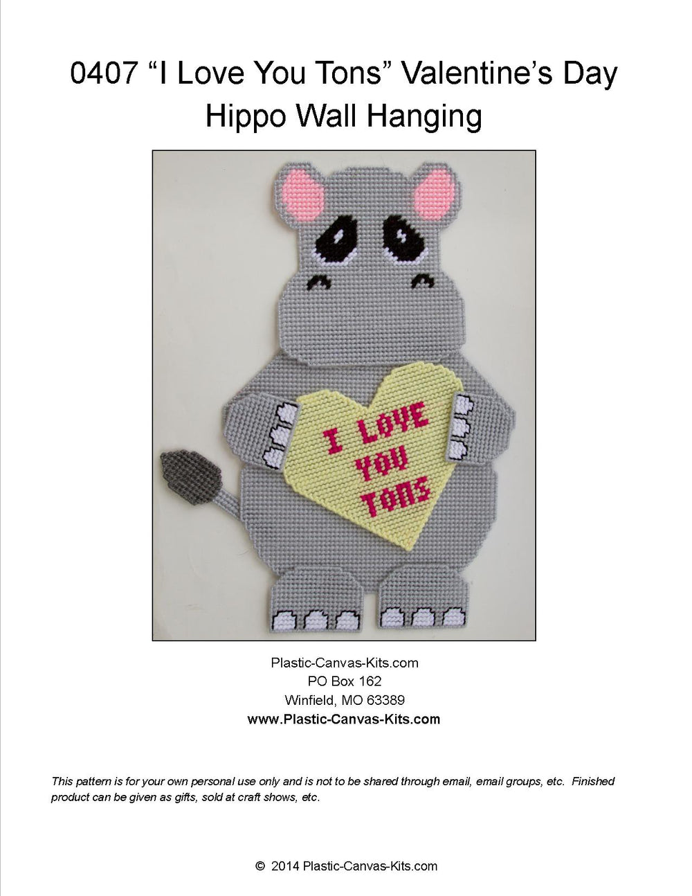 I Love You Tons Valentine's Day Hippo Wall Hanging