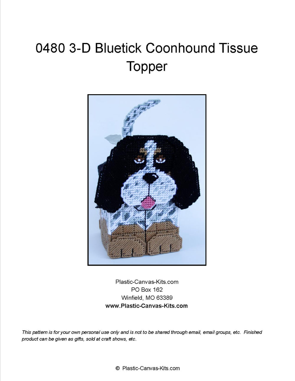 Bluetick Coonhound 3-D Tissue Topper