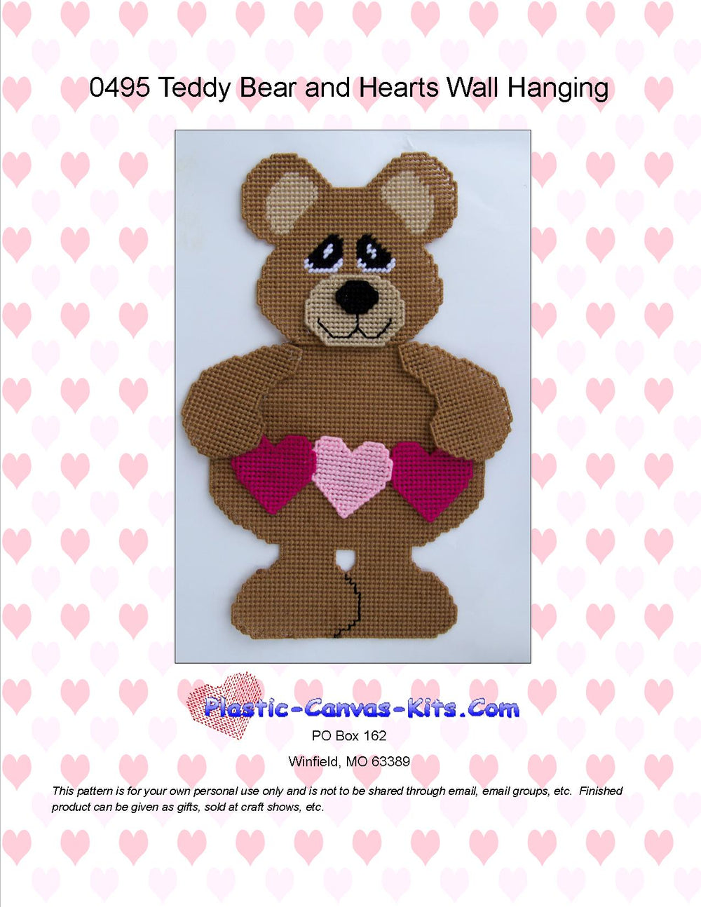 Teddy Bear and Hearts Wall Hanging