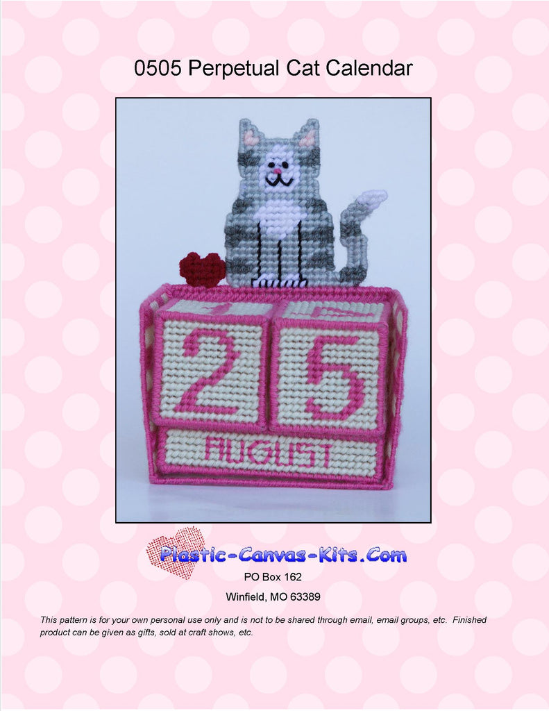 Plastic CanvasCat Perpetual Calendar