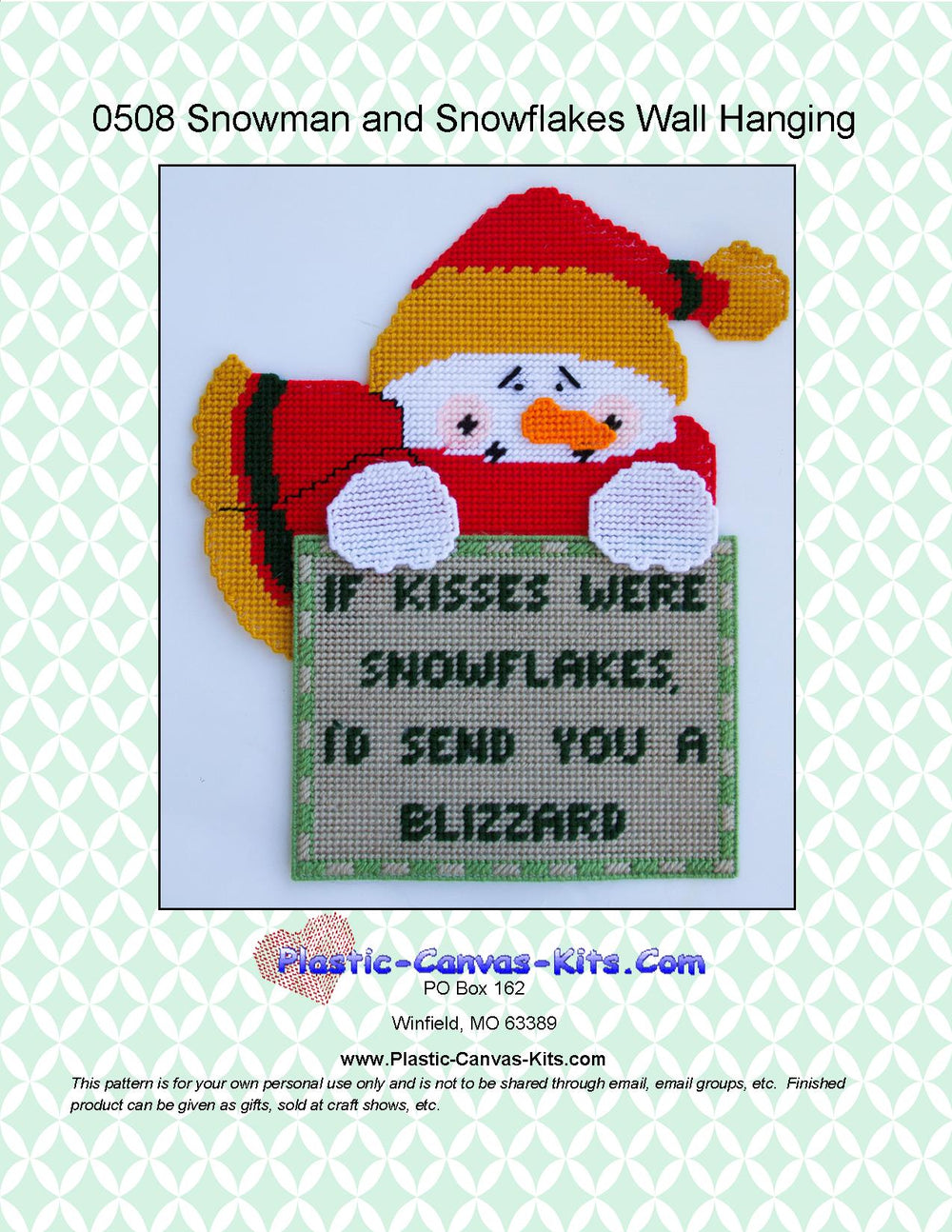 Snowman and Snowflake Kisses Wall Hanging