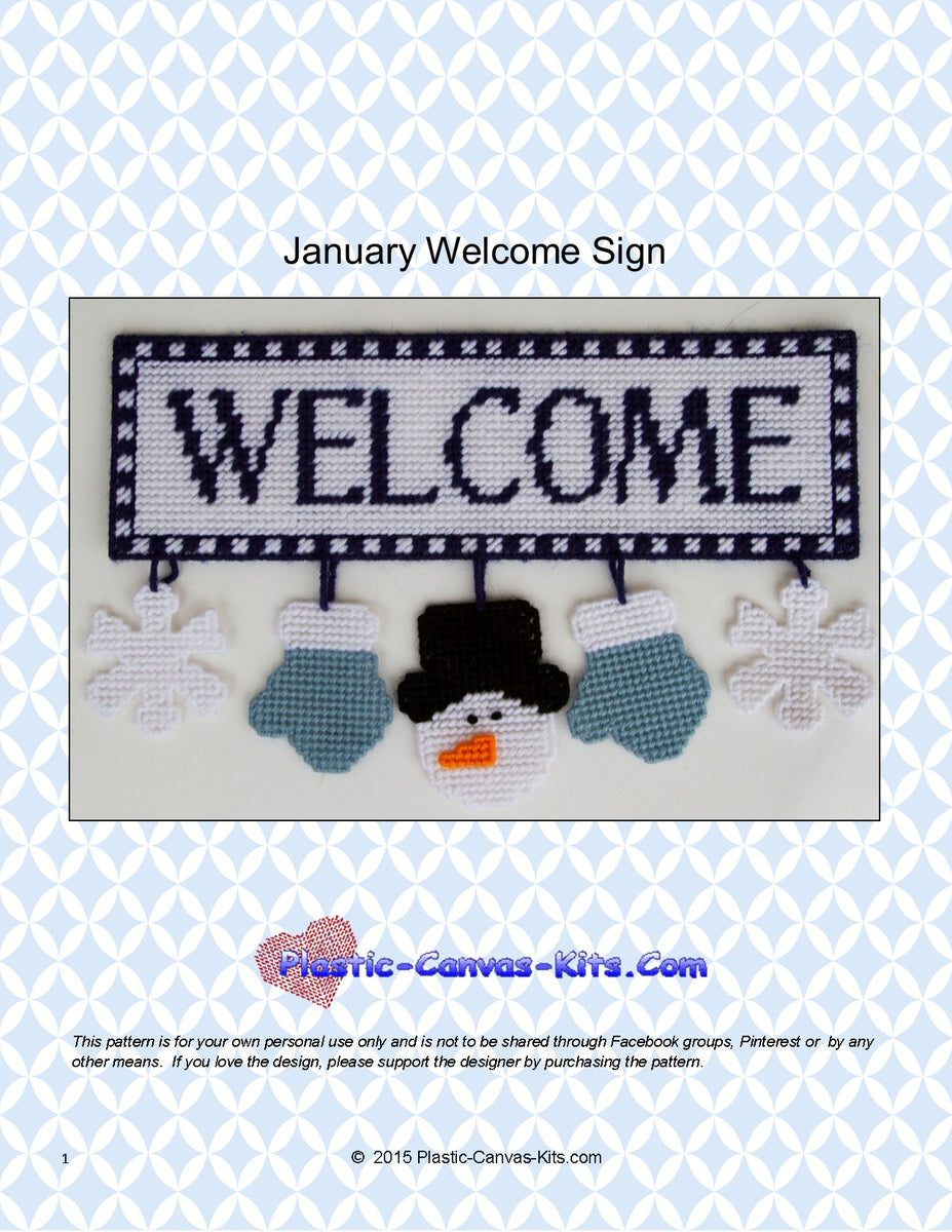 January Welcome Sign| Plastic-Canvas-Kits.com