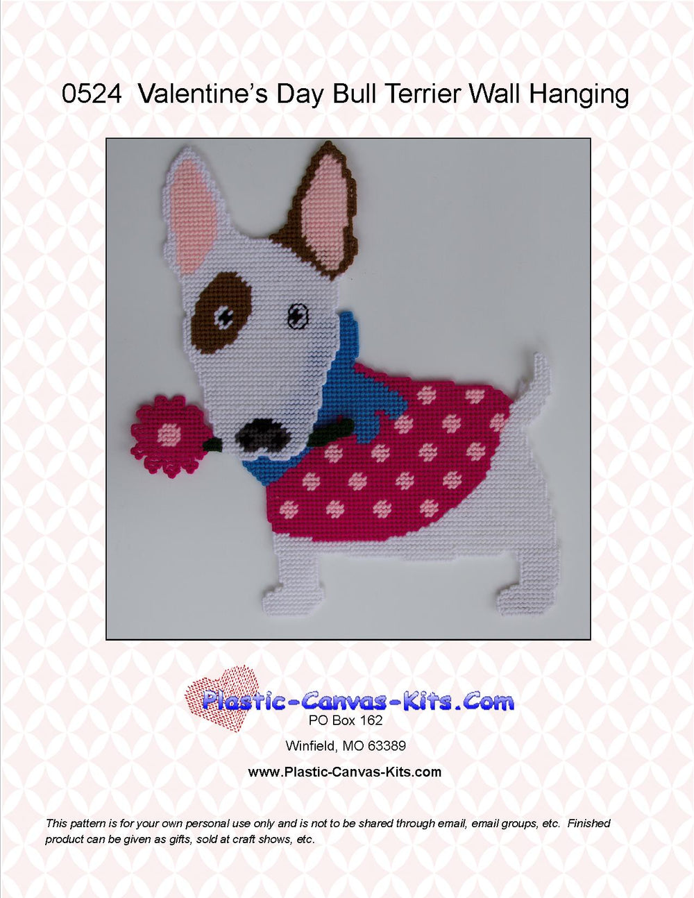 Valentine's Day Bull Terrier Wall Hanging