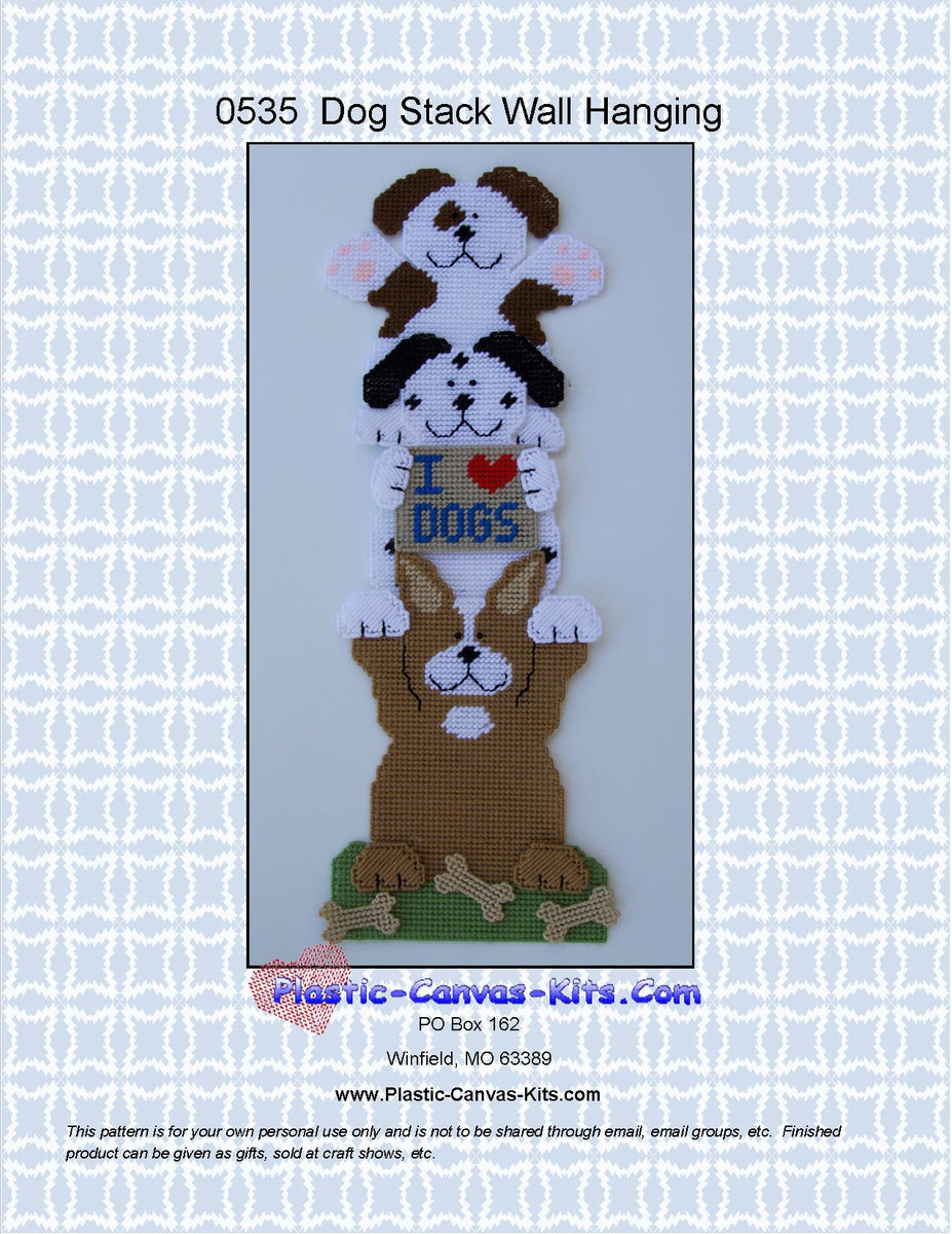 Plastic Canvas-Dog Stack Wall Hanging| Plastic-Canvas-Kits.com