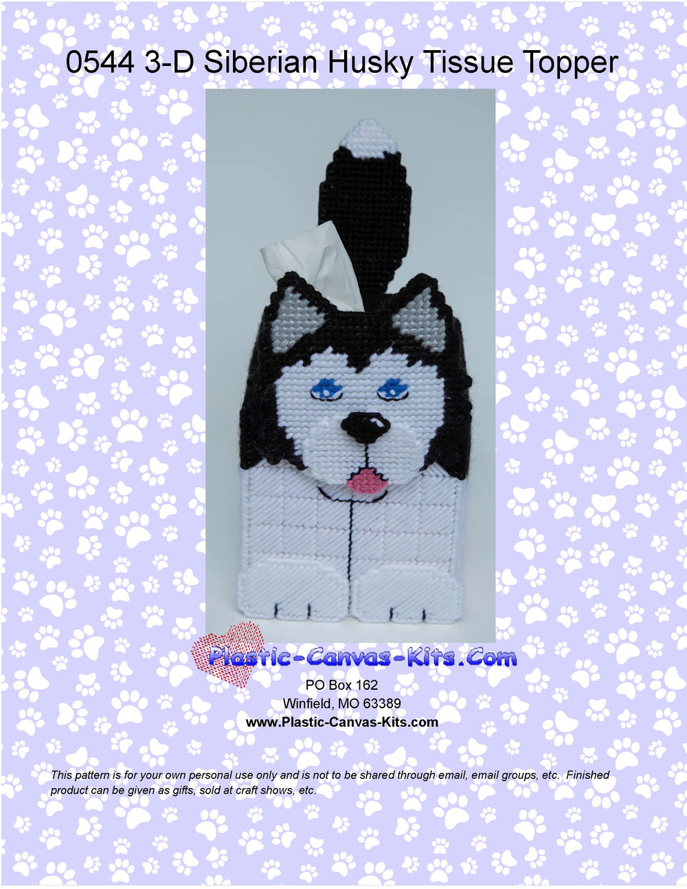 Siberian Husky 3-D Tissue Topper