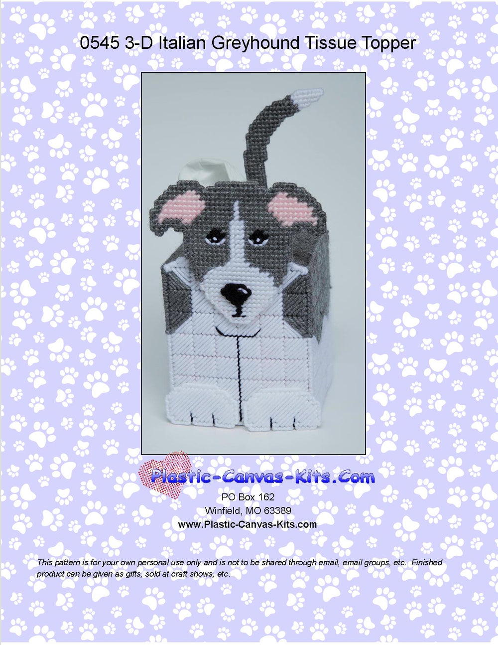 Italian Greyhound 3-D Tissue Topper