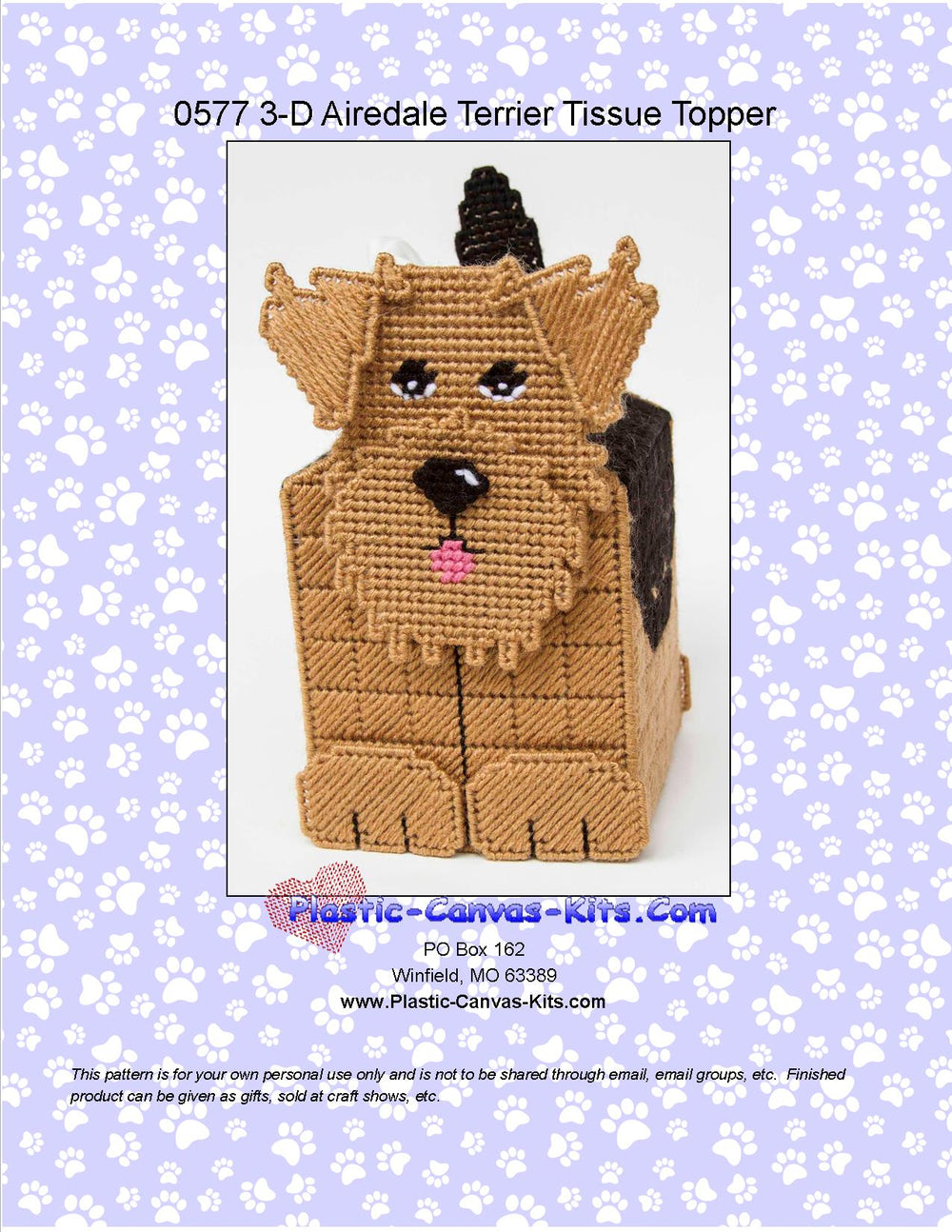 Airedale Terrier 3-D Tissue Topper