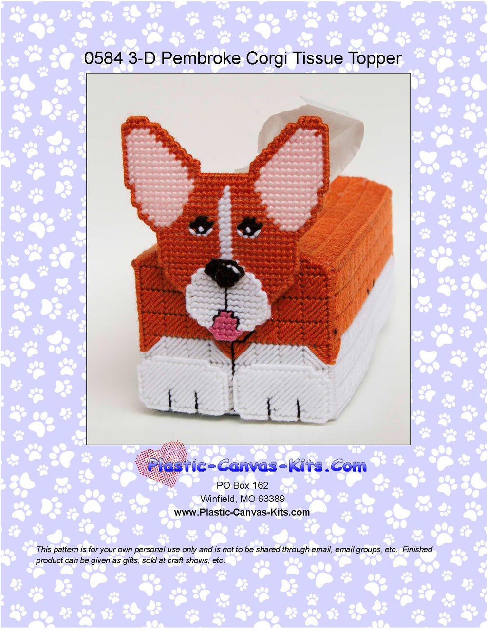 Pembroke Welsh Corgi 3-D Tissue Topper