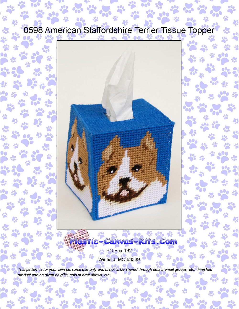 Amercian Staffordshire Terrier Tissue Topper