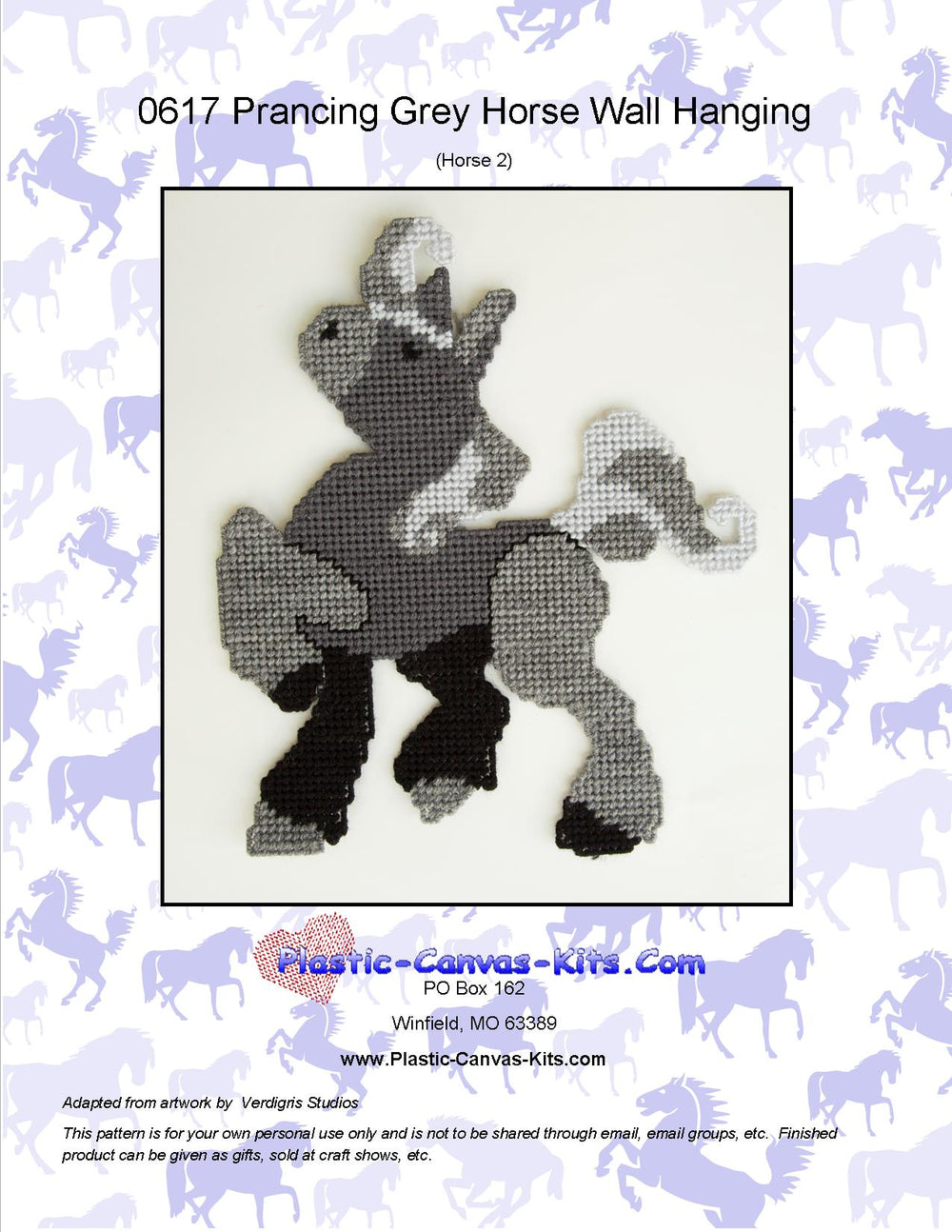 Prancing Grey Horse Wall Hanging