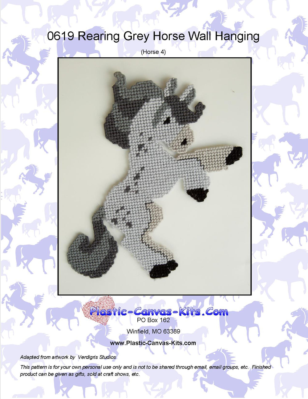 Rearing Grey Horse Wall Hanging