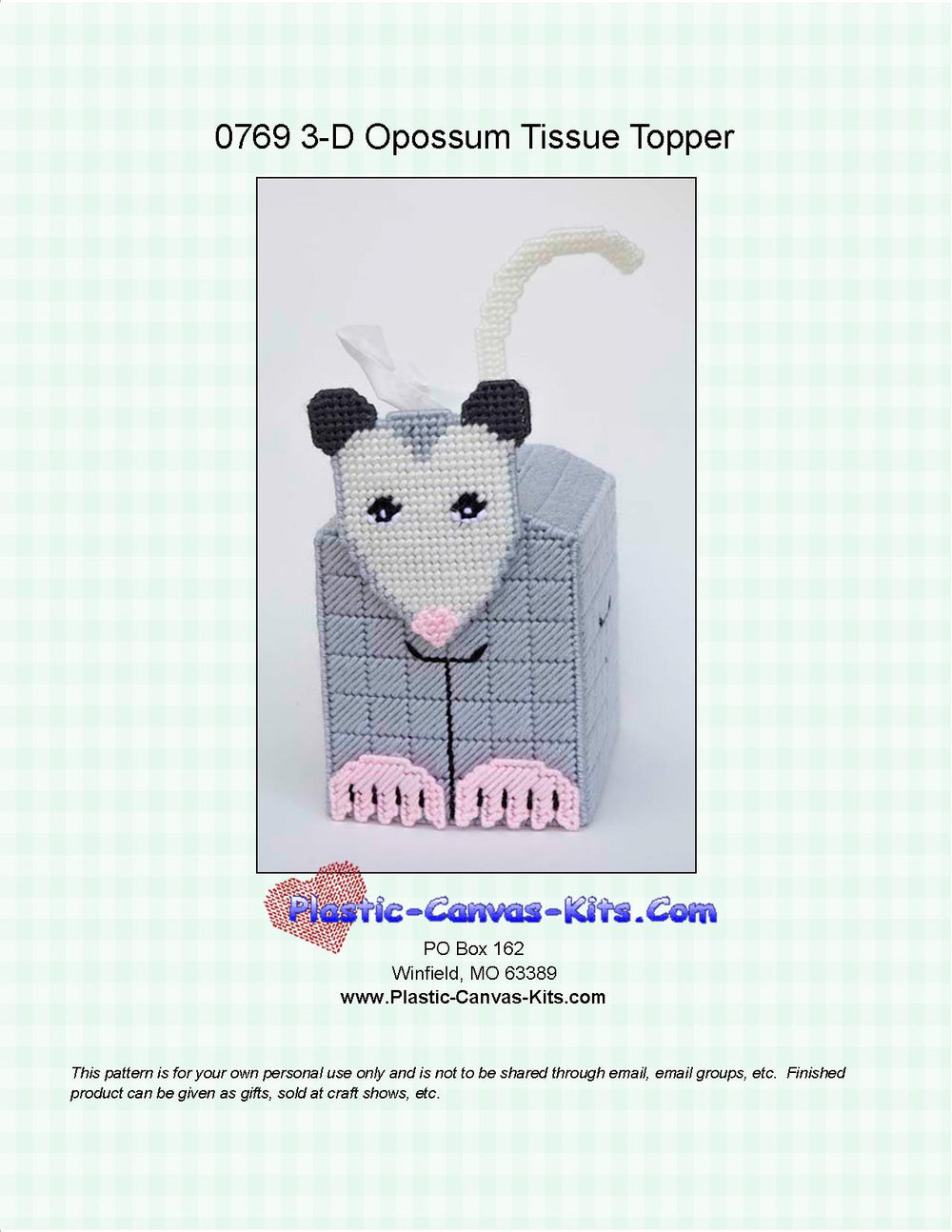 Opossum 3-D Tissue Topper