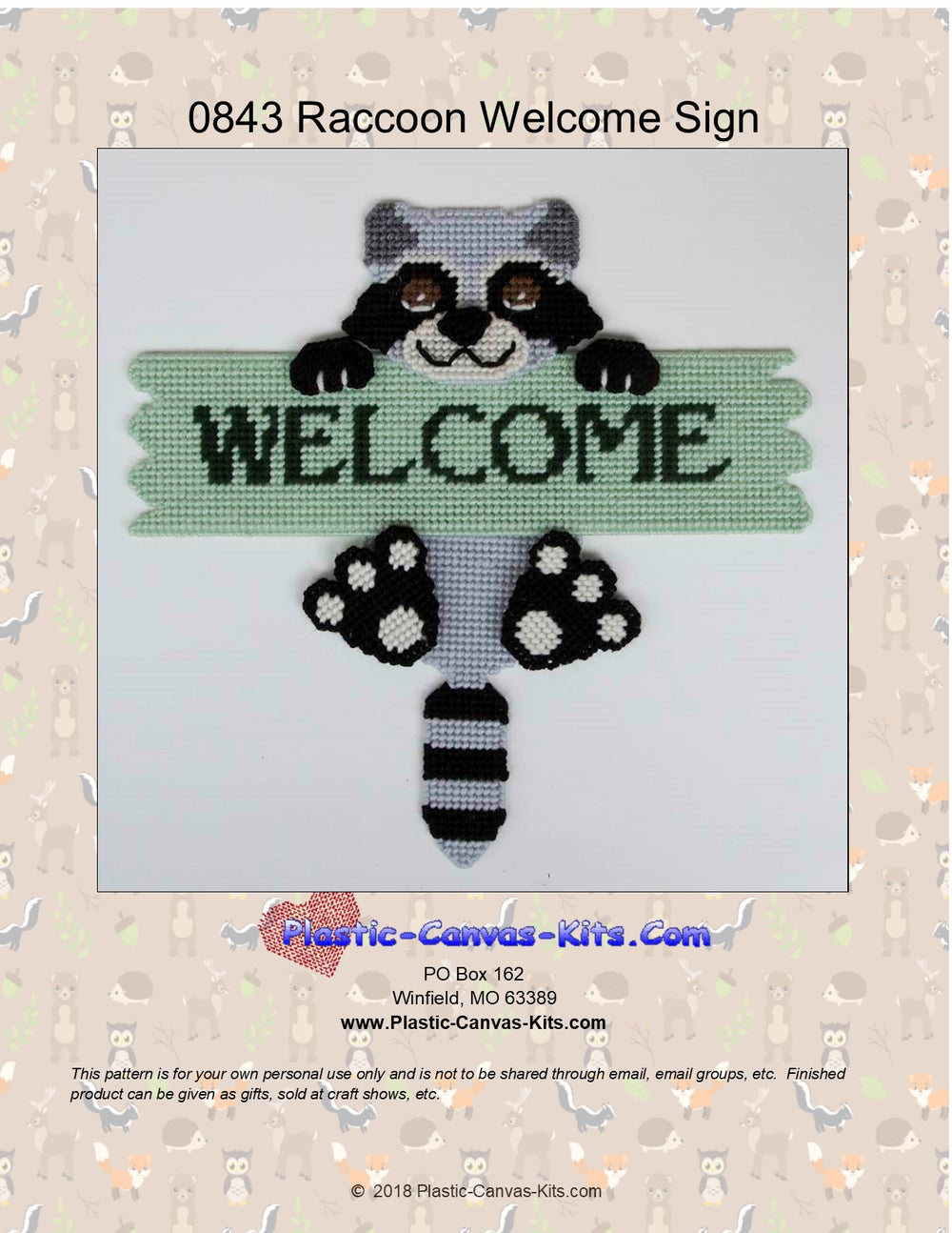 Raccoon Welcome Sign