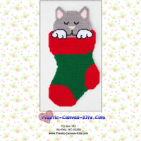Christmas Kitty in Stocking Wall Hanging