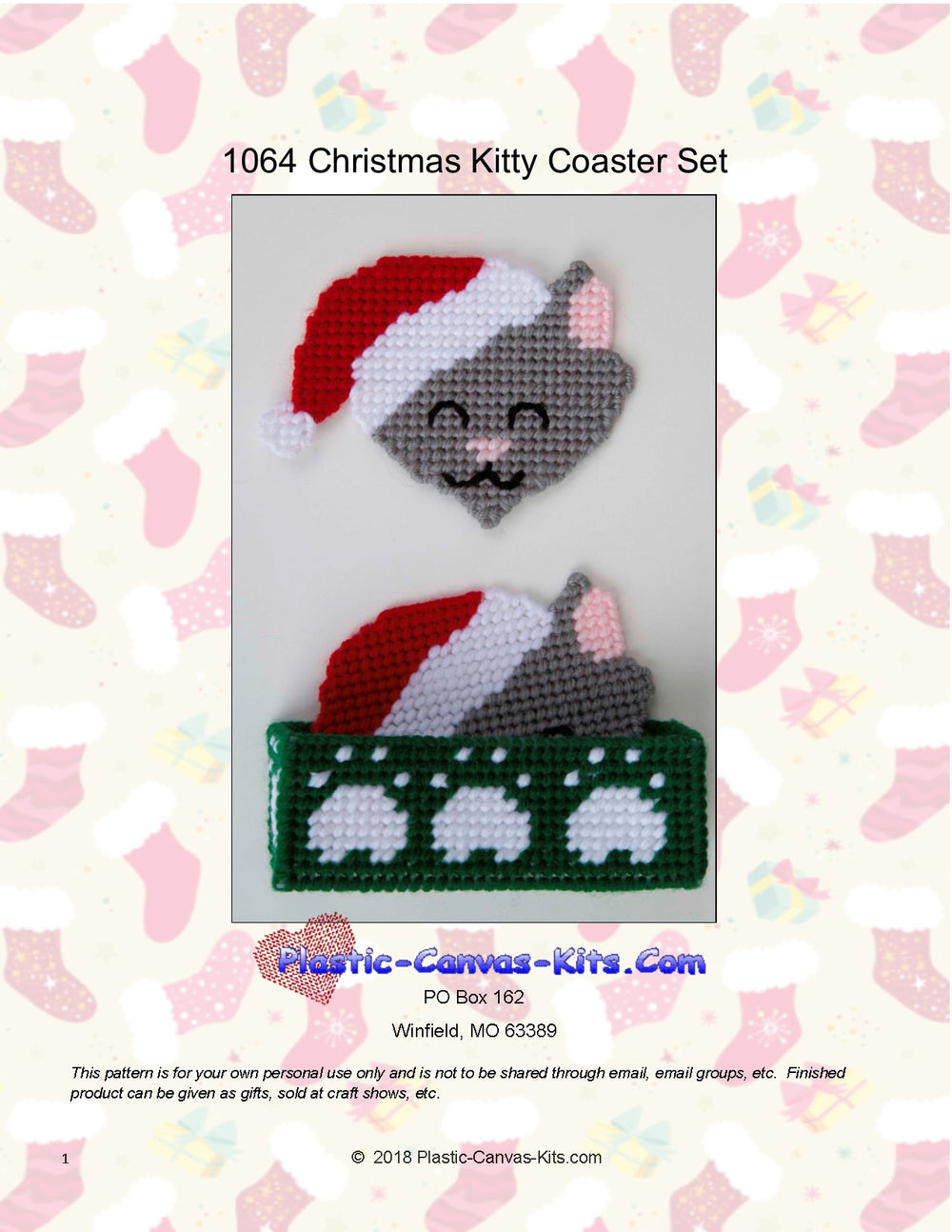 Christmas Kitty Coaster Set