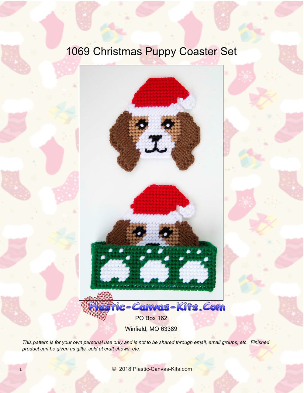 Christmas Puppy Dog  Coaster Set