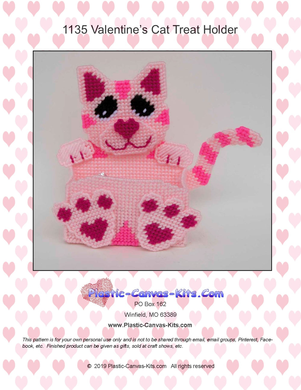 Valentine's Pink Cat Treat Holder