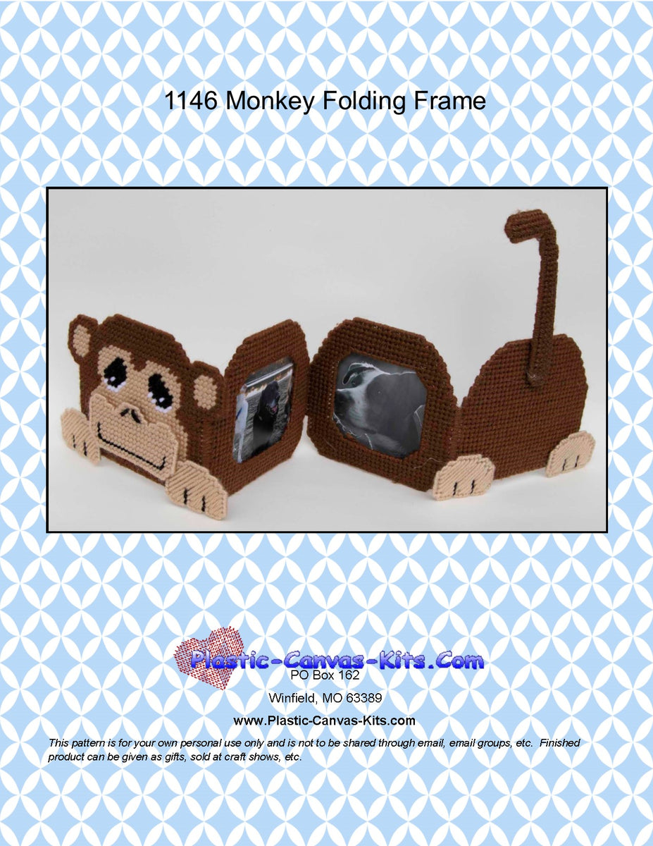 Monkey Folding Picture Frame| Plastic-Canvas-Kits.com