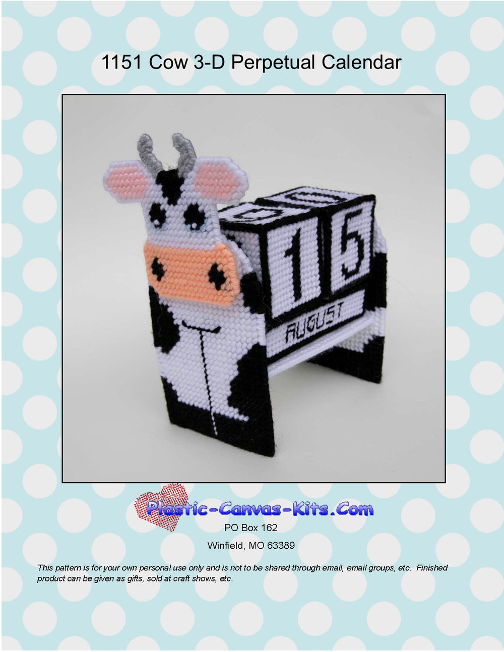 Cow 3-D Perpetual Calendar