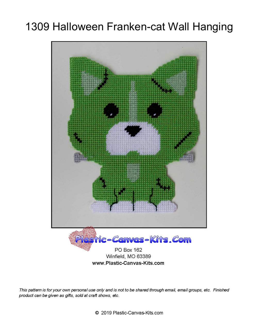 Halloween Frankenstein Cat Wall Hanging