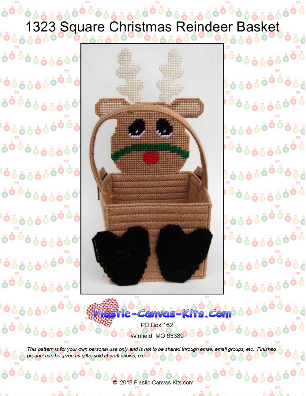 Christmas Reindeer Square Basket