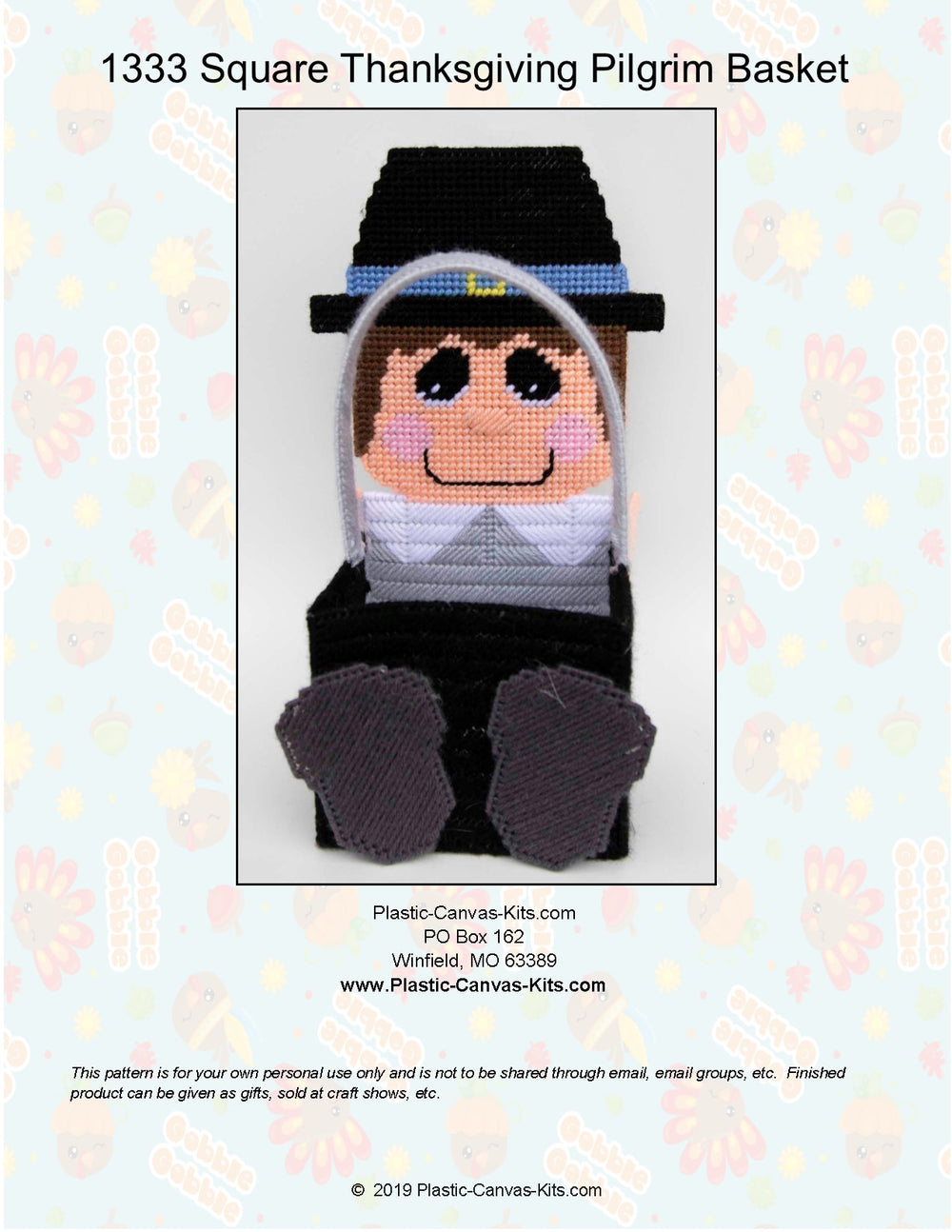 Thanksgiving Pilgrim Square Basket