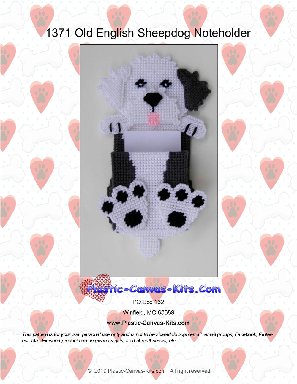 Old English Sheepdog Note Holder