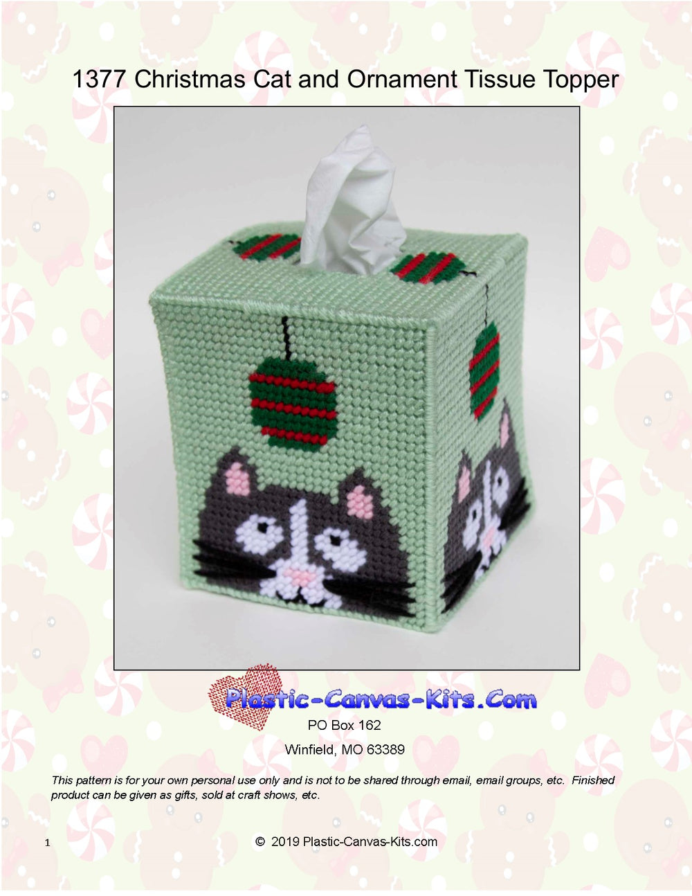 Cat and Christmas Ornament Tissue Topper