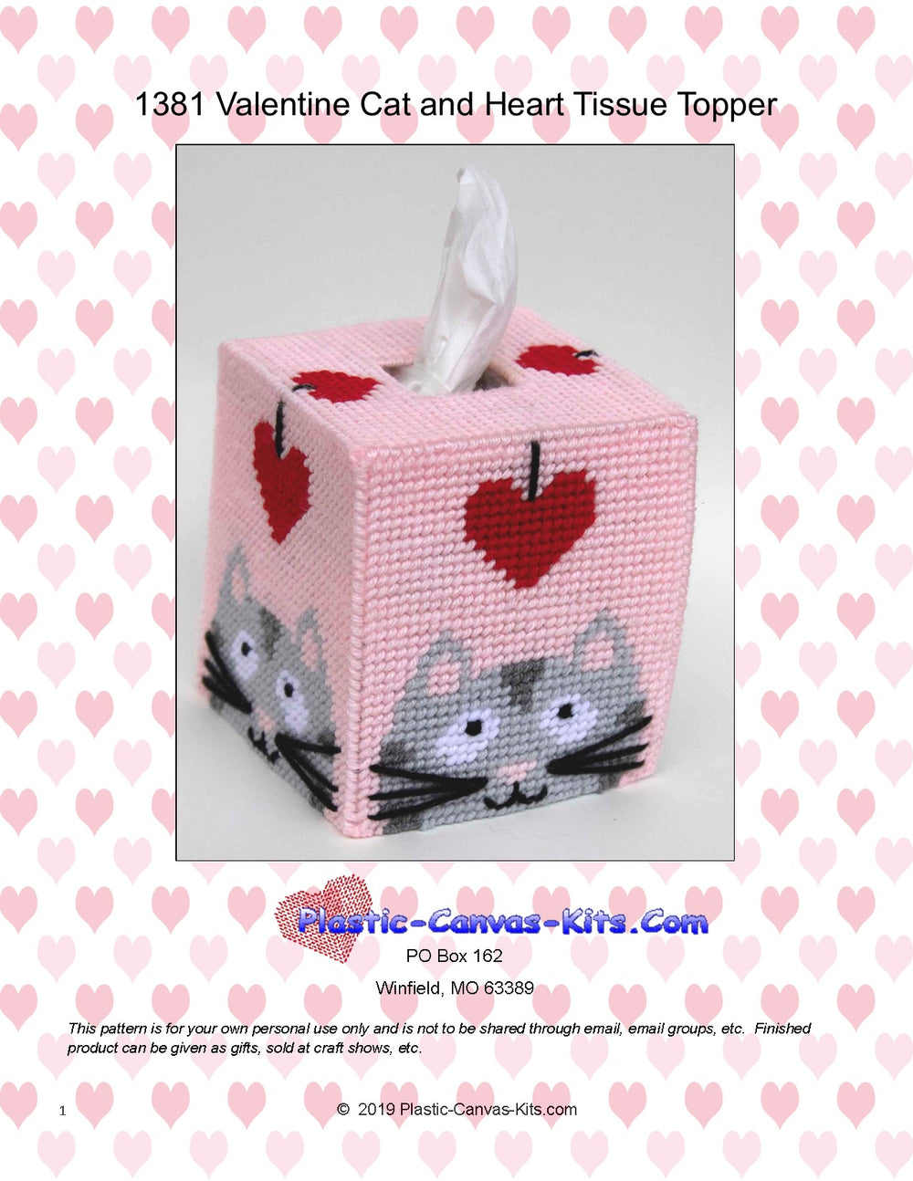 Valentine's Day Cat and Heart Tissue Topper