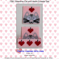 Valentine's Day Cat and Heart Coaster Set