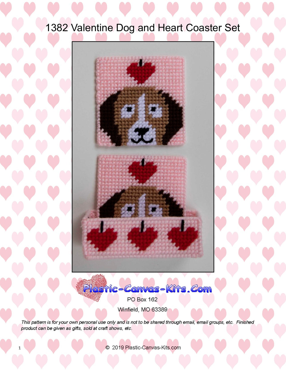 Valentine's Day Dog and Heart Coaster Set