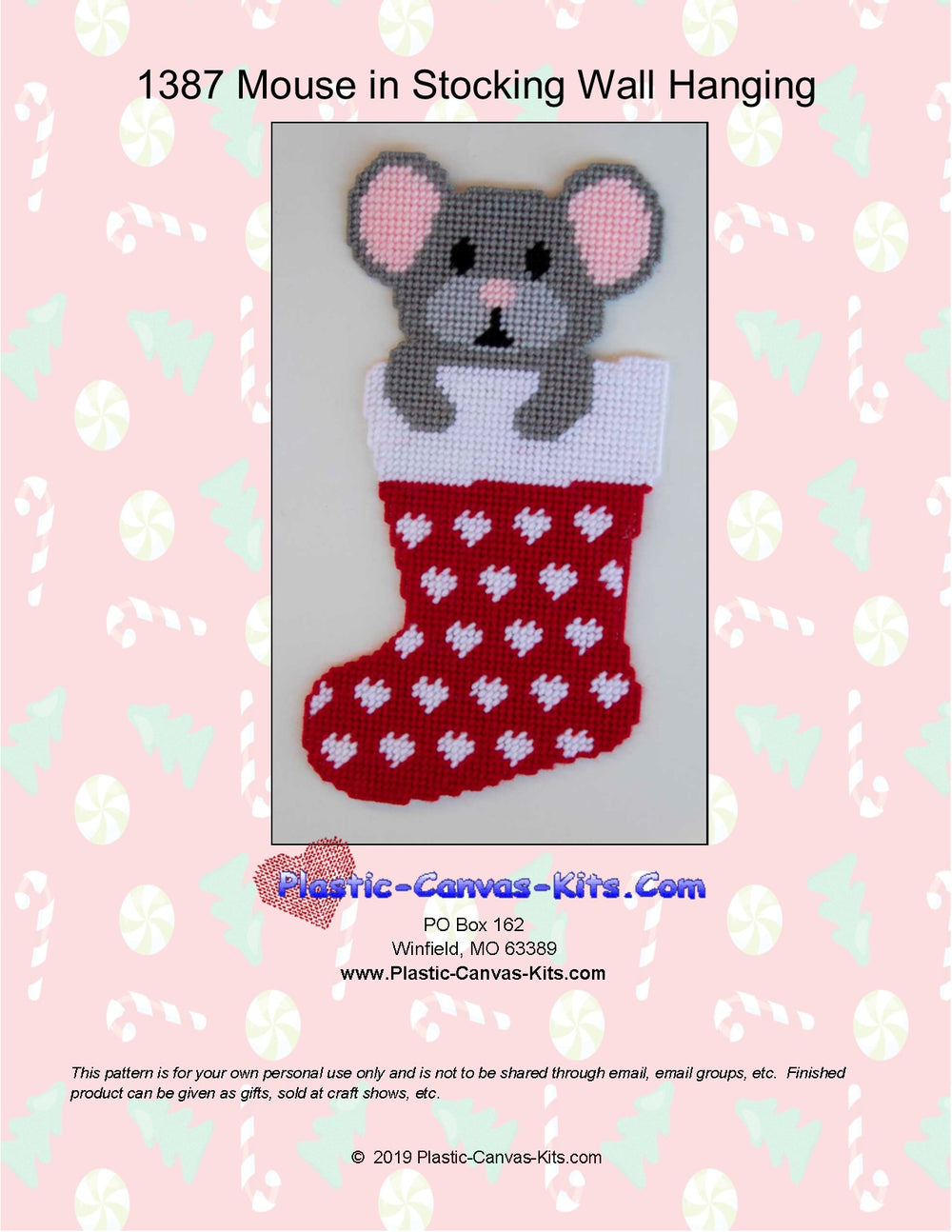 Mouse in Christmas Stocking Wall Hanging