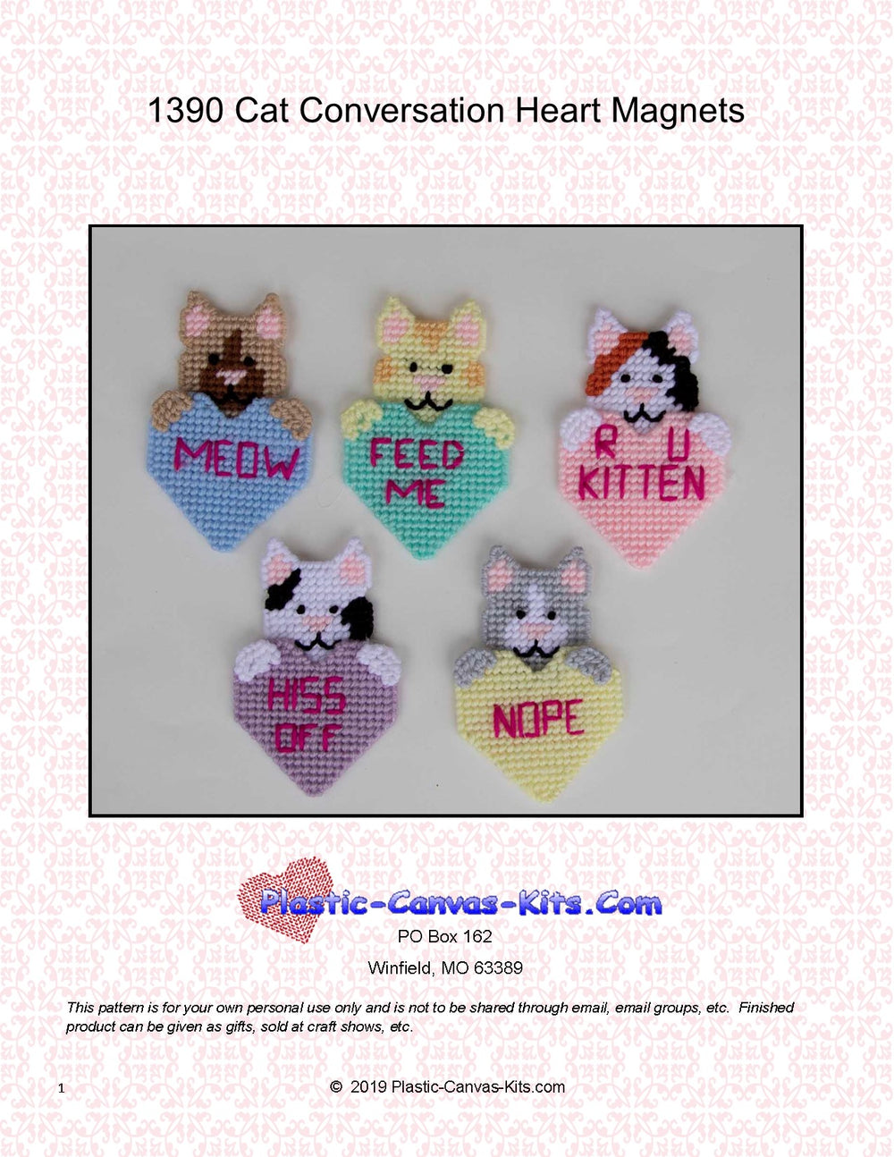Cats and Valentine's Day Conversation Hearts Magnets