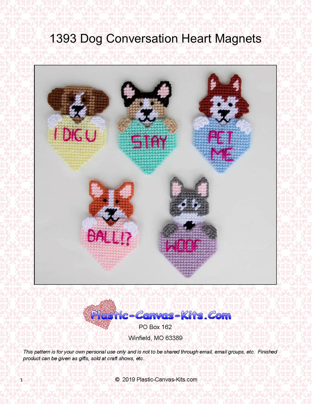 Dogs and Valentine's Day Conversation Hearts Magnets
