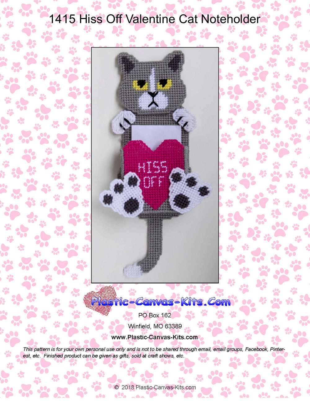 Hiss Off Valentine's Day Cat Note Holder