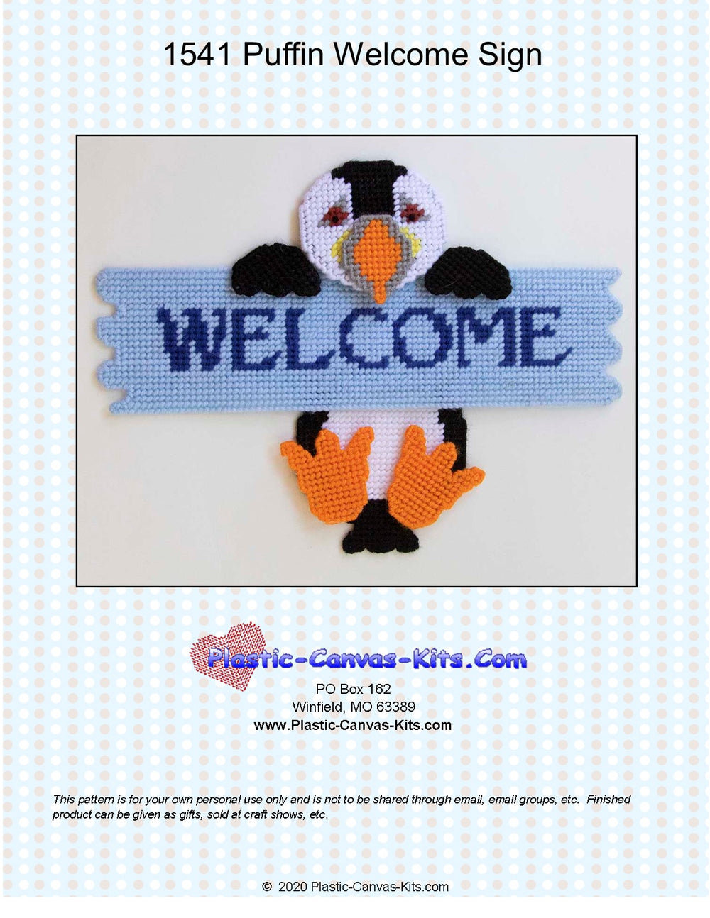 Puffin Welcome Sign