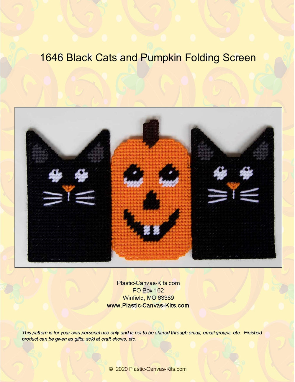Black Cats and Pumpkin Folding Screen