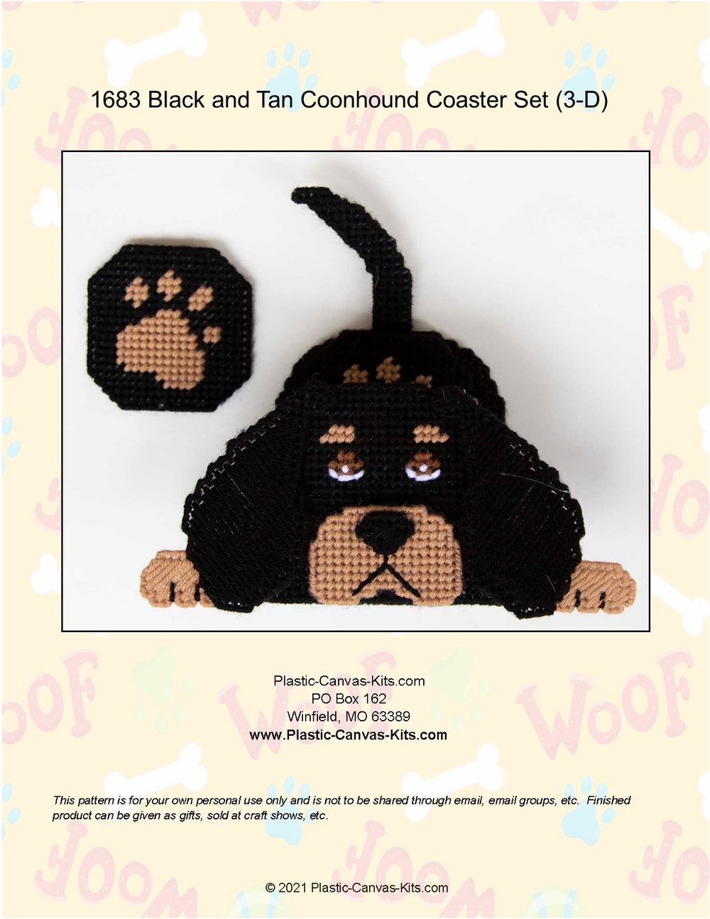 Black and Tan Coonhound 3-D Coaster Set