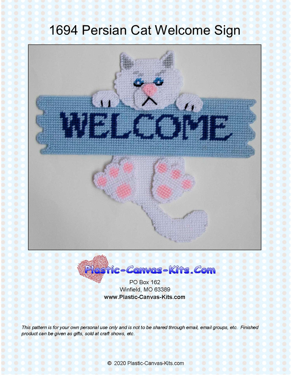 Persian Cat Welcome Sign