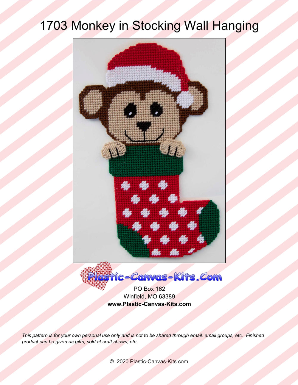 Monkey in Stocking Christmas Wall Hanging